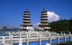 Taiwan: Lunghu Ta (Dragon and Tiger Pagodas) and nine-cornered walkway, Lotus Lake, Kaohsiung